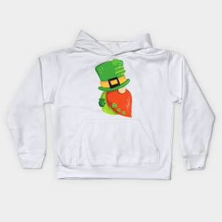 Saint Patrick's Day Gnome, Leprechaun Hat, Clovers Kids Hoodie